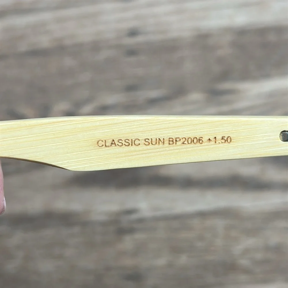 Blue Planet Clear Frame Natural Bamboo + Smoke Polarized Lens NWT readers 1.5